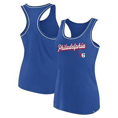 Women's Fanatics Branded Royal Philadelphia 76ers Wordmark Logo Racerback Tank Top