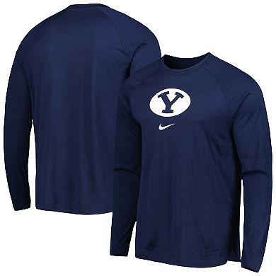 Men's Nike Navy BYU Cougars Spotlight Raglan Performance Long Sleeve T-Shirt