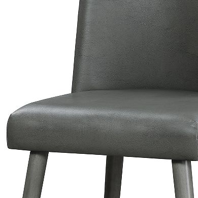 Leatherette Dining Chair with Splayed Wooden Legs, Set of 2, Gray