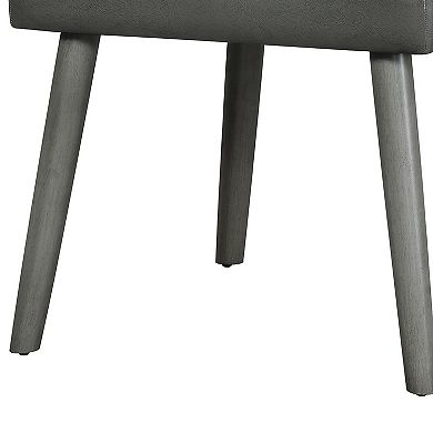 Leatherette Dining Chair with Splayed Wooden Legs, Set of 2, Gray