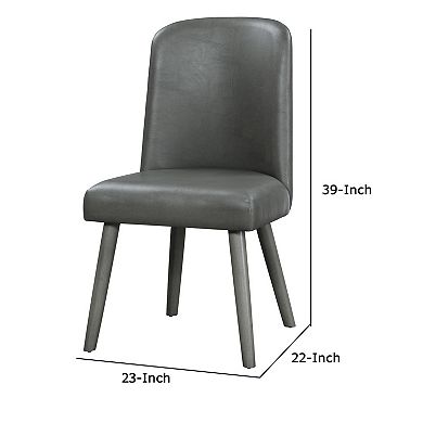 Leatherette Dining Chair with Splayed Wooden Legs, Set of 2, Gray