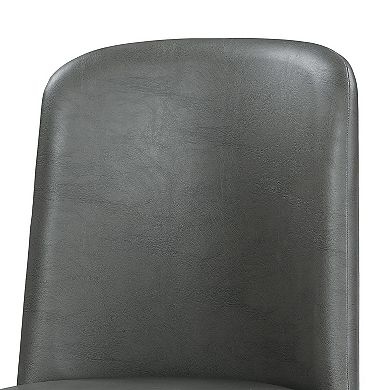 Leatherette Dining Chair with Splayed Wooden Legs, Set of 2, Gray