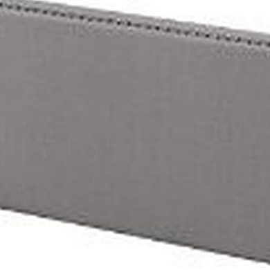 Queen Size Bed with Fabric Upholstery and Nailhead Accent, Gray