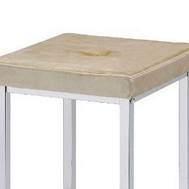 Counter Height Stool with Padded Seat and Metal Base, Beige