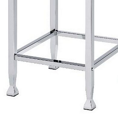 Counter Height Stool with Padded Seat and Metal Base, Beige