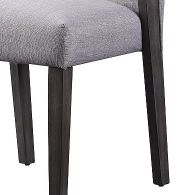 Wood and fabric Upholstered Dining Chairs, Set of 2, Gray and Black