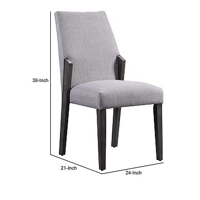Wood and fabric Upholstered Dining Chairs, Set of 2, Gray and Black