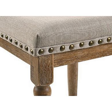 24 Inch Classic Wood Counter Height Stool, Upholstered, Set of 2, Gray