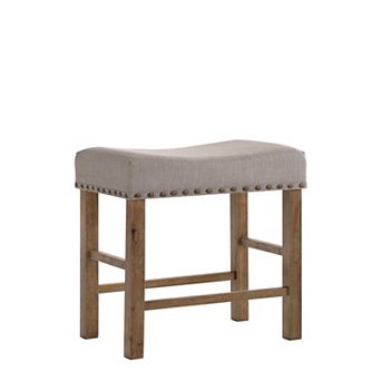 Fabric Upholstered Wooden Counter Height Stool,Set of 2,Brown and Gray