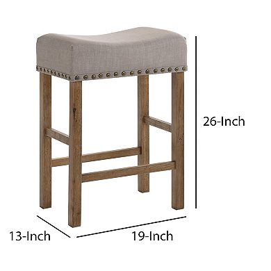 Fabric Upholstered Wooden Counter Height Stool,Set of 2,Brown and Gray