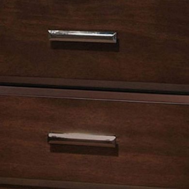 Wooden Two Drawer Nightstand In Walnut Finish