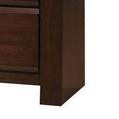 Wooden Two Drawer Nightstand In Walnut Finish