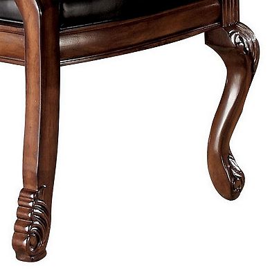 Loki 28 Inch Dining Chair, Nailhead Trim, Faux Leather, Set of 2, Brown