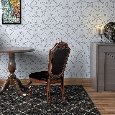 Loki 28 Inch Dining Chair, Nailhead Trim, Faux Leather, Set of 2, Brown