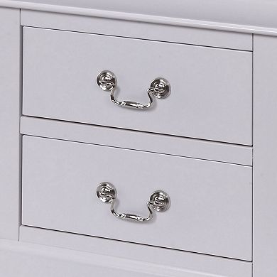 24 Inch Modern Classic Nightstand, 2 Drawers, Drop Handles, Wood, White