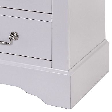 24 Inch Modern Classic Nightstand, 2 Drawers, Drop Handles, Wood, White