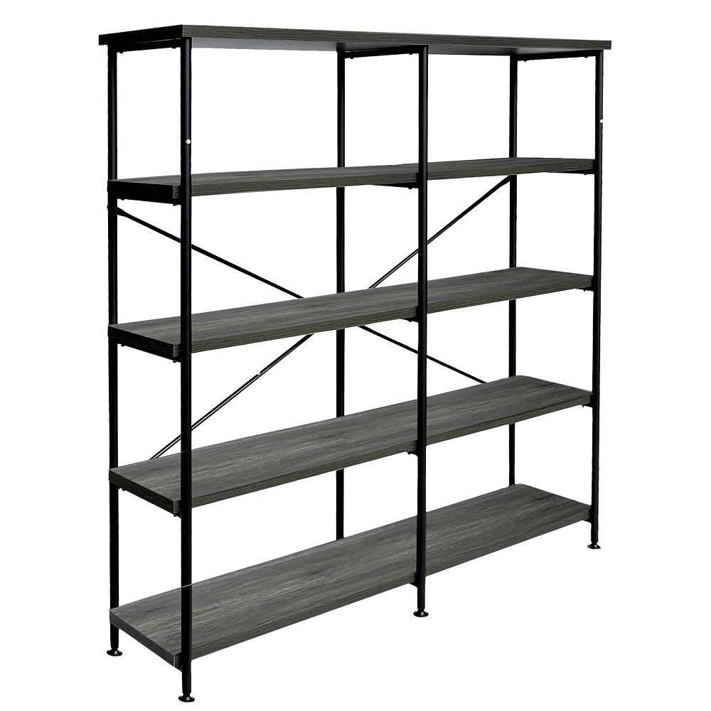 Olga 63 Inch Industrial 4 Tier Bookshelf, Particleboard, Metal Frame ...