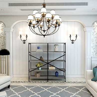 Olga 63 Inch Industrial 4 Tier Bookshelf, Particleboard, Metal Frame, Gray, Black