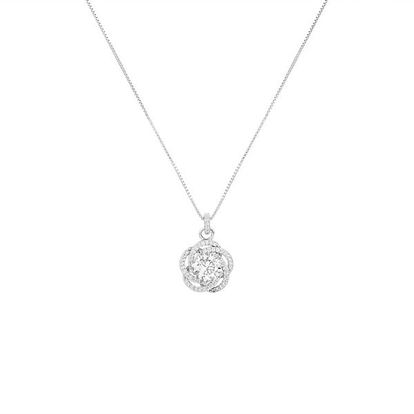 PRIMROSE Sterling Silver Cubic Zirconia Love Knot Pendant Necklace