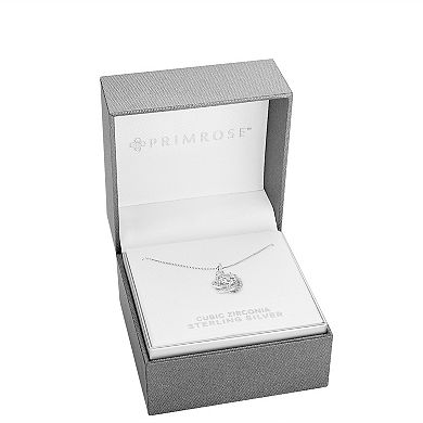 PRIMROSE Sterling Silver Cubic Zirconia Love Knot Pendant Necklace