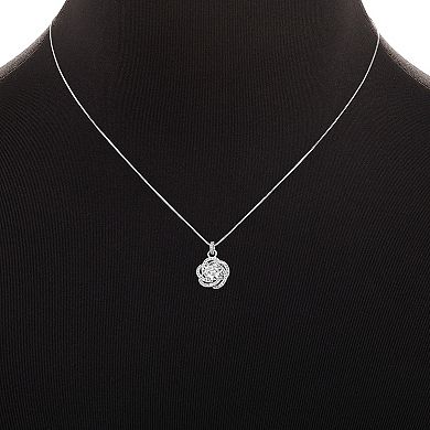 PRIMROSE Sterling Silver Cubic Zirconia Love Knot Pendant Necklace