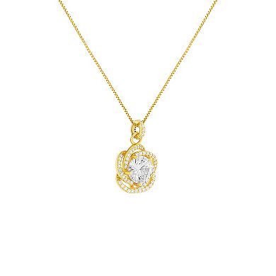 PRIMROSE Sterling Silver Cubic Zirconia Love Knot Pendant Necklace