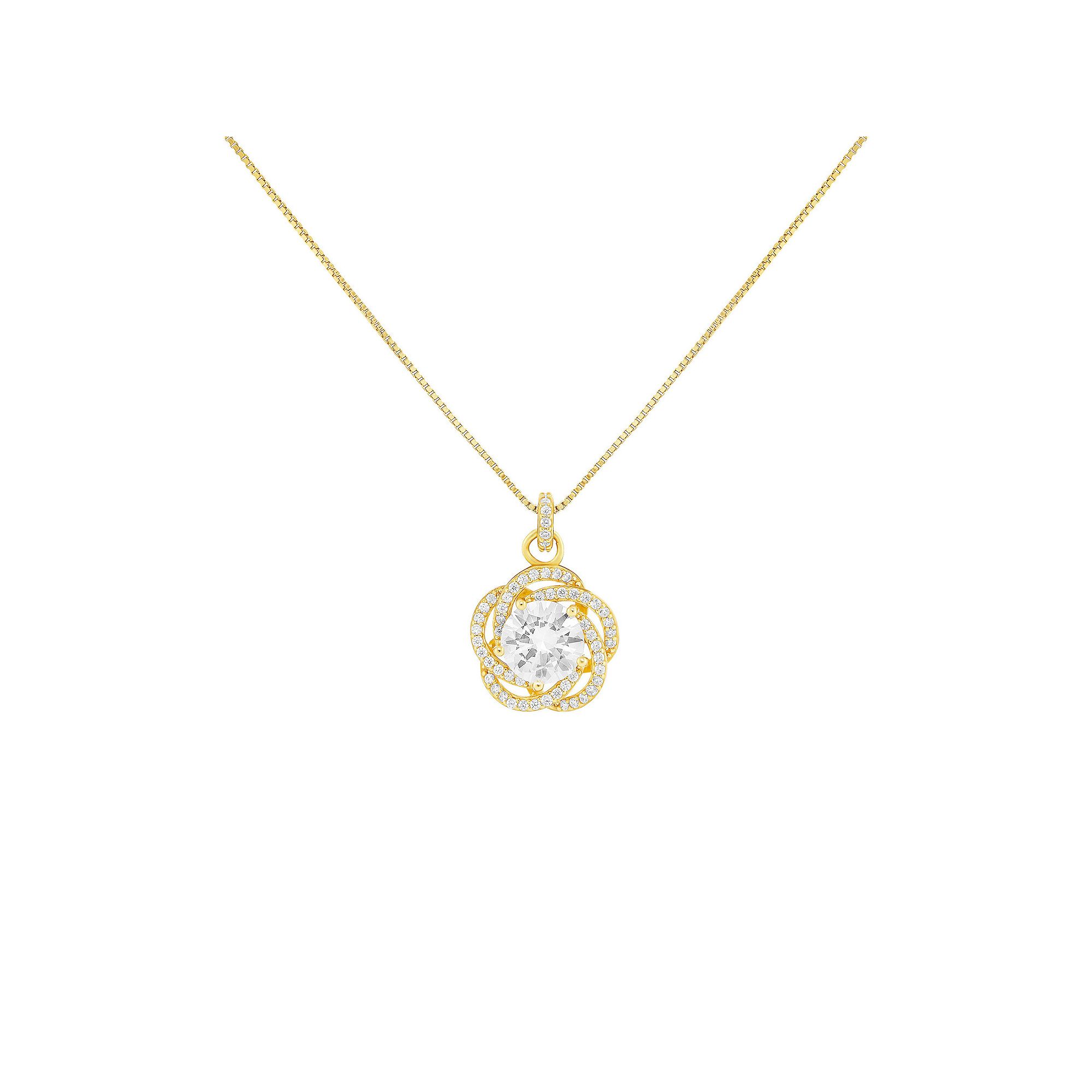 PRIMROSE Sterling Silver Cubic Zirconia Love Knot Pendant Necklace, Women
