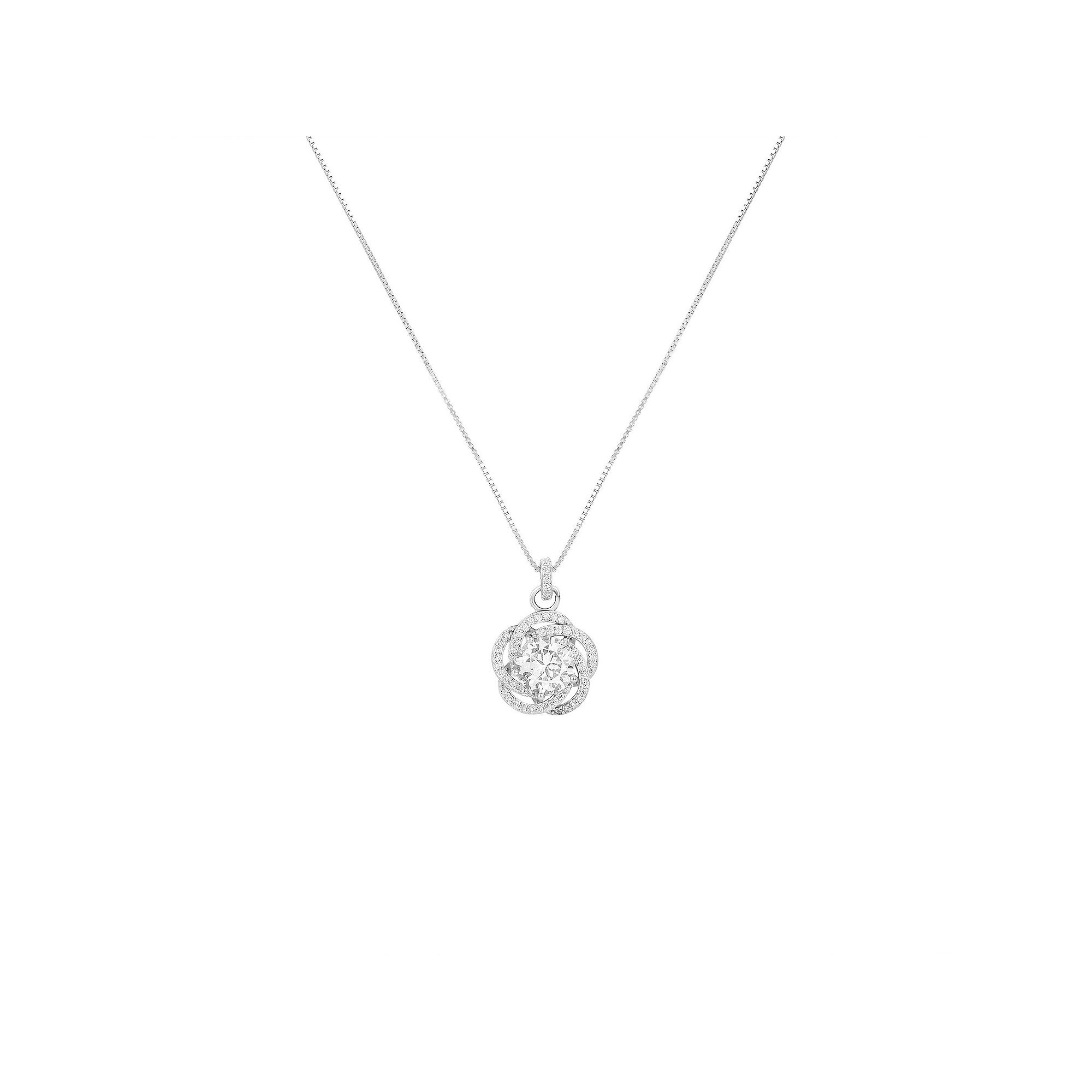 PRIMROSE Sterling Silver Cubic Zirconia Love Knot Pendant Necklace, Women
