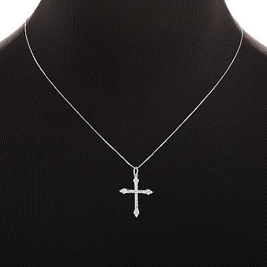 PRIMROSE Sterling Silver Cubic Zirconia Cross Pendant Necklace