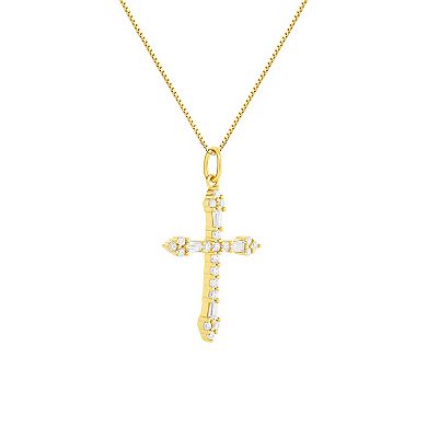 PRIMROSE Sterling Silver Cubic Zirconia Cross Pendant Necklace