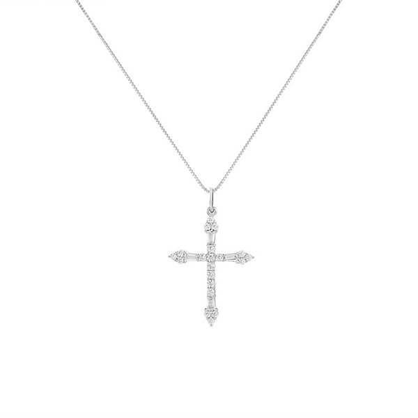 PRIMROSE Sterling Silver Cubic Zirconia Cross Pendant Necklace - Sterling Silver