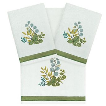 Linum Home Textiles Turkish Cotton Botanica 3 pc Embellished Hand & Bath Towel Set