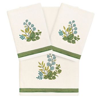 Linum Home Textiles Turkish Cotton Botanica 3 pc Embellished Hand & Bath Towel Set