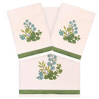 Linum Home Textiles Turkish Cotton Botanica 3 pc Embellished Hand & Bath Towel Set