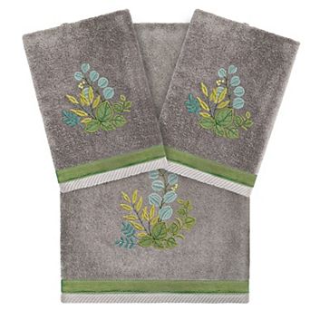 Linum Home Textiles Turkish Cotton Botanica 3 pc Embellished Hand & Bath Towel Set
