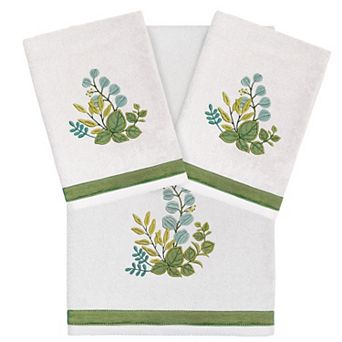 Linum Home Textiles Turkish Cotton Botanica 3 pc Embellished Hand & Bath Towel Set