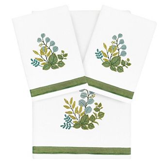 Linum Home Textiles Turkish Cotton Botanica 3 pc Embellished Hand & Bath Towel Set