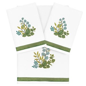 Linum Home Textiles Turkish Cotton Botanica 3 pc Embellished Hand & Bath Towel Set