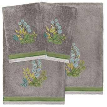 Linum Home Textiles Turkish Cotton Botanica 4 pc Embellished Towel Set
