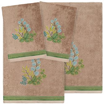 Linum Home Textiles Turkish Cotton Botanica 4 pc Embellished Towel Set