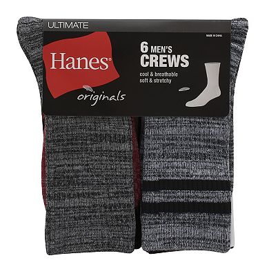 Men’s Hanes® Originals Ultimate 6-Pack Moisture-Wicking Crew Socks