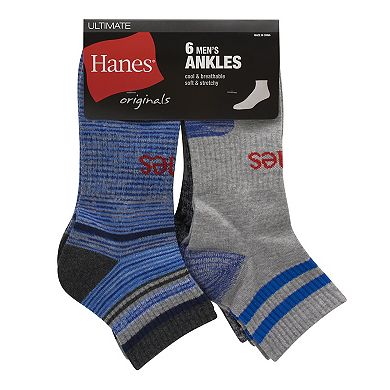 Men’s Hanes® Originals Ultimate 6-Pack Moisture-Wicking Ankle Socks