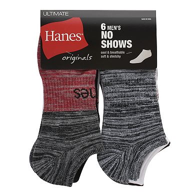Men’s Hanes® Originals Ultimate 6-Pack Moisture-Wicking No-Show Socks