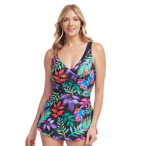 Women's Mazu Tropical Flora Wrap One-Piece Swimdress