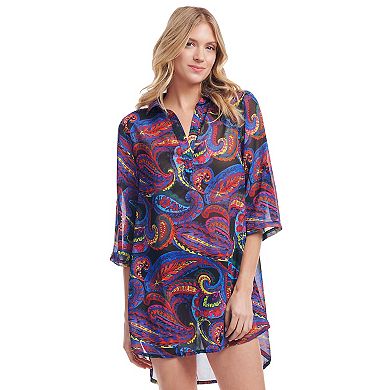 Women's Mazu Sea Breeze Paisley Collared Tunic Swim Coverup