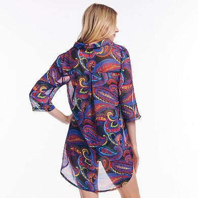 Women's Mazu Sea Breeze Paisley Collared Tunic Swim Coverup