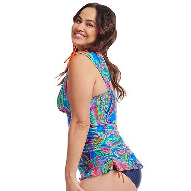 Plus Size Mazu Polka Dot Convertible Length Tankini Swim Top