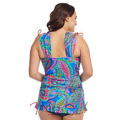 Plus Size Mazu Polka Dot Convertible Length Tankini Swim Top