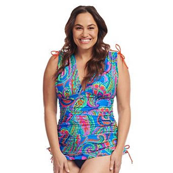 Plus Size Mazu Polka Dot Convertible Length Tankini Swim Top