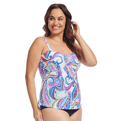 Plus Size Mazu French Paisley Sweetheart A-Line Tankini Swim Top